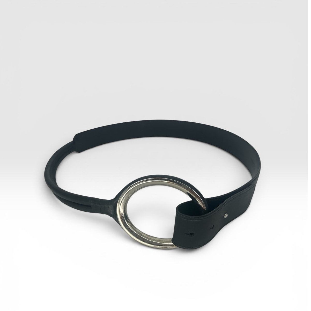 Carlisle Black Leather O-Ring Belt Made In Usa Size Large